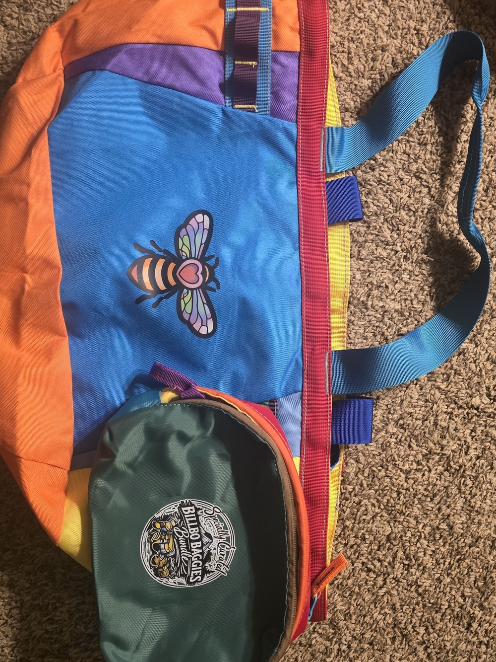 Blue Multi-Color Bee Tote Bag by Billbo Baggies